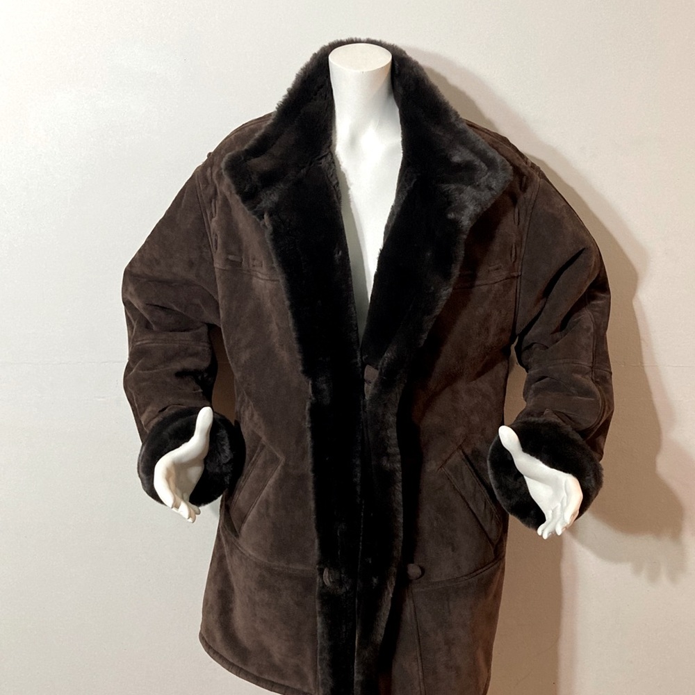 SAKS fifth AVENUE Suede Leather long Peacoat